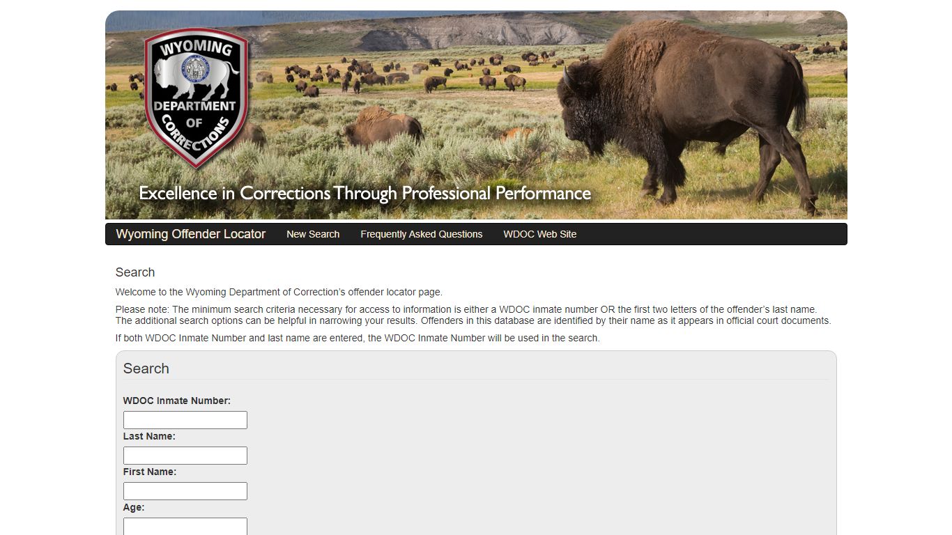 Wyoming Department of Corrections - Search