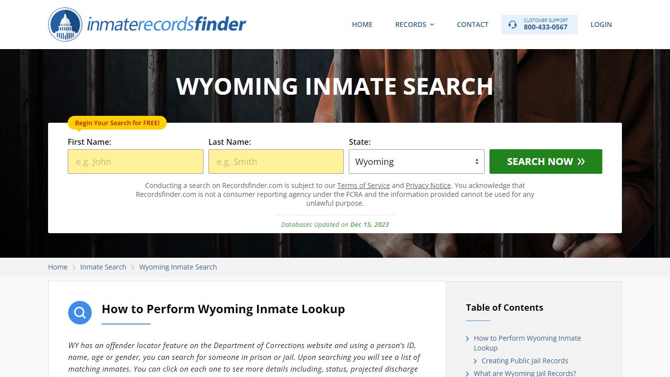 Wyoming Inmate Search - Jail & Prison Records Online