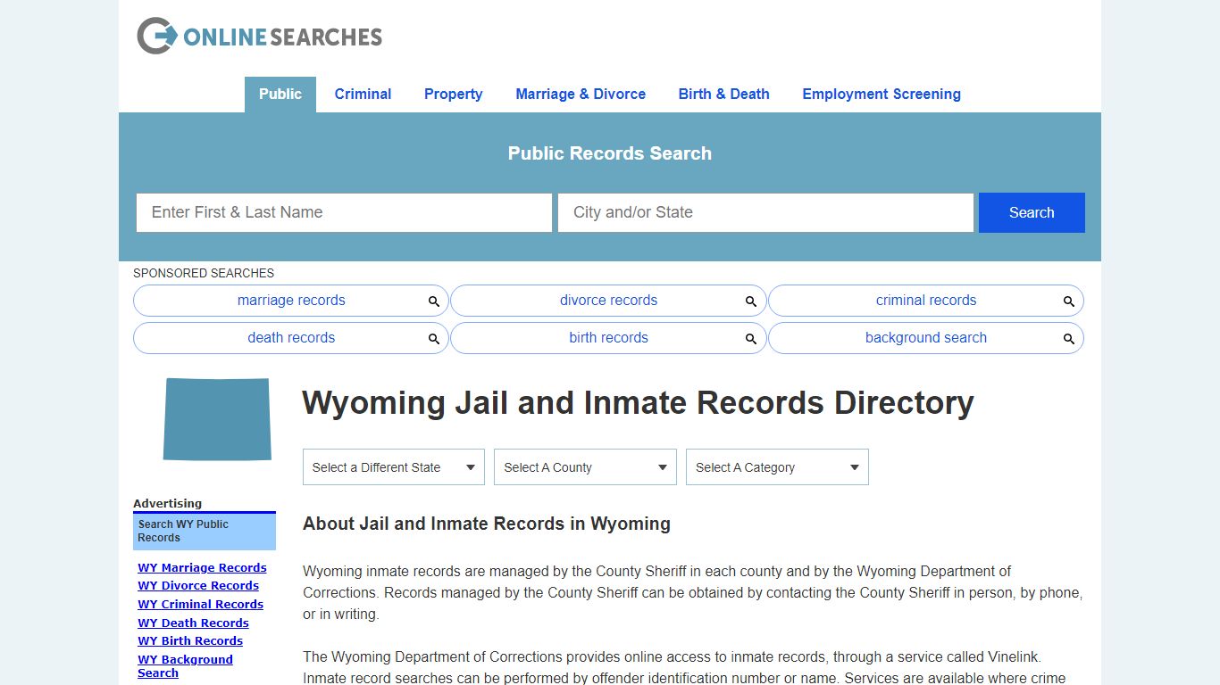 Wyoming Jail and Inmate Records Search Directory - OnlineSearches.com